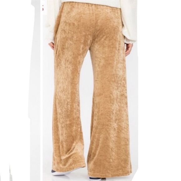 NWT Free People Velour Wide Leg Pant in Gold - Picture 3 of 9